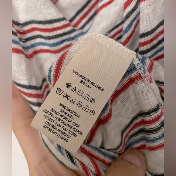 We the Free (Free People) Best Night Striped Linen Tank Top Size Small - Picture 9 of 9